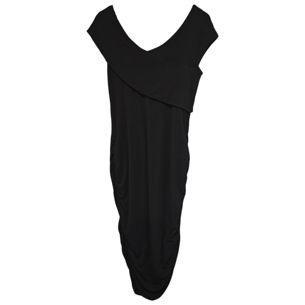 Stork & Babe Black Maternity Dress Large | Ruched Bodycon Baby Shower